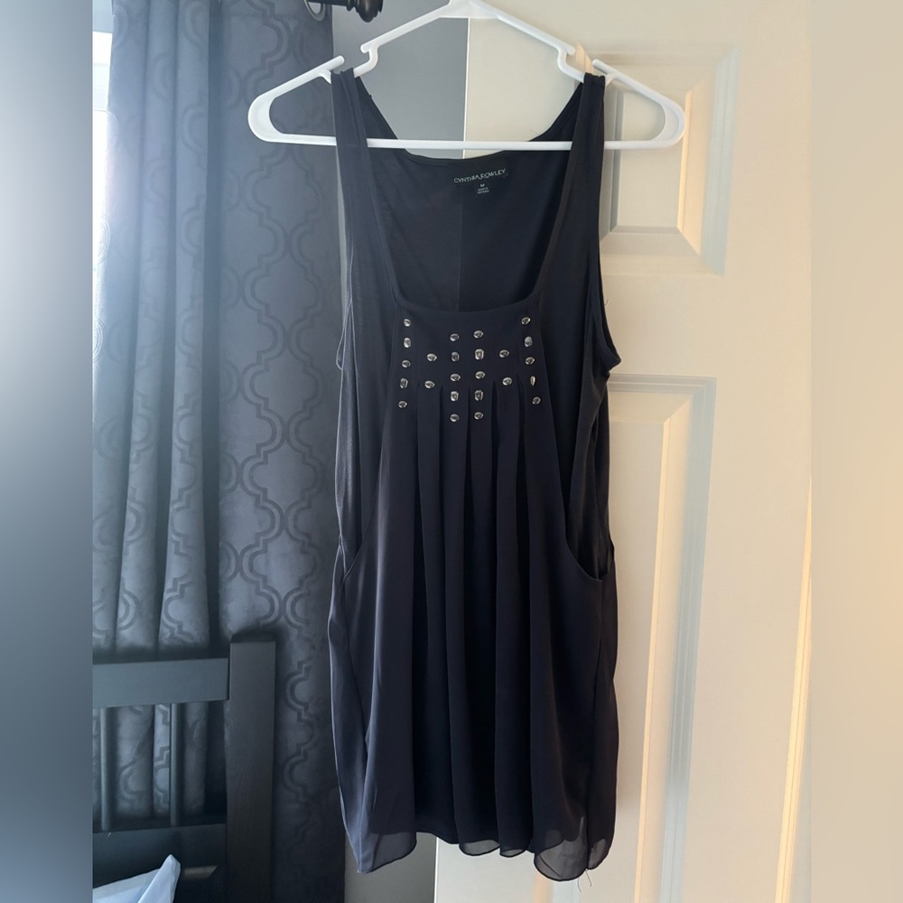 Grey Sleeveless Top with Studded Detail